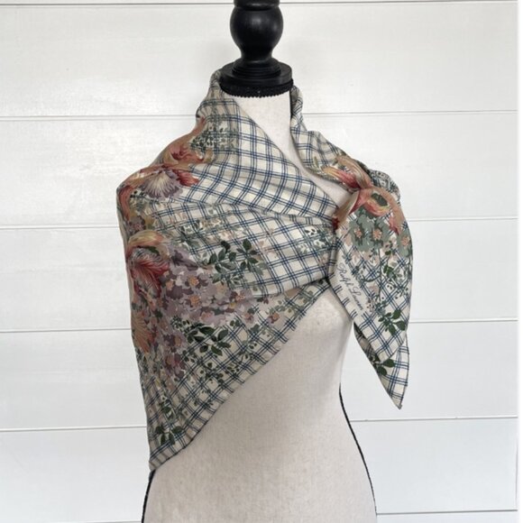 Scarf - Ralph Lauren Floral Silk Square 34 X 35” MultiColor - Picture 3 of 6